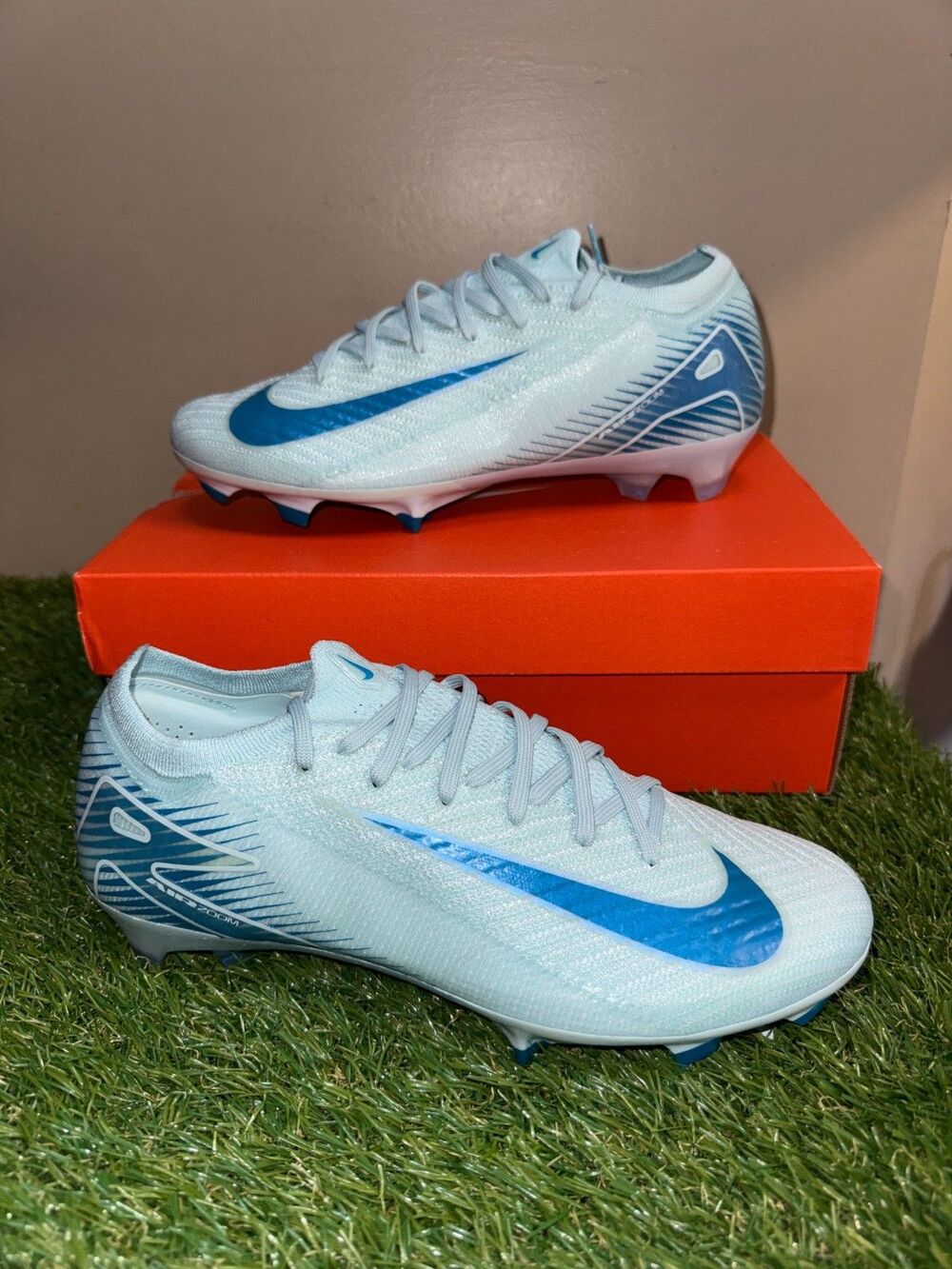 Men's 7 Nike Zoom Vapor 16 Elite FG-Pro Soccer Cleats Glacier Blue HF7878-400